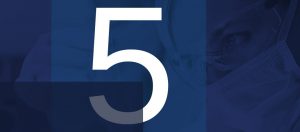 A blue background with the number five in white.