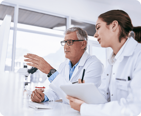 Scientists having a discussion