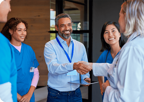 Health experts shaking hands